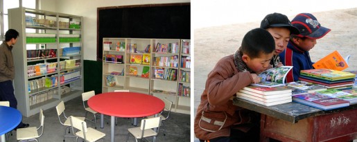 Full shelves - boys reading