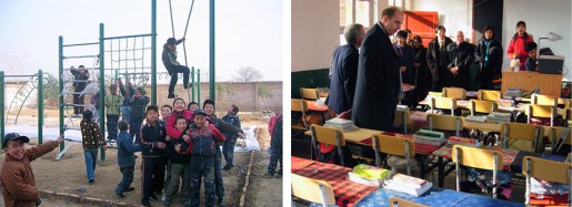 (Left) Playground in progress (Right) Renovated classroom